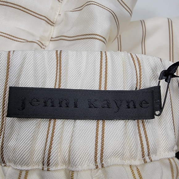 Jenni Kayne Yellow Striped Bianca Pants Straight Wide Leg Pockets NEW - Picture 7 of 14